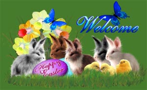 <img:stuff/AnEasterWelcomeBunniesManyChicks300GrnBkGnd.jpg>